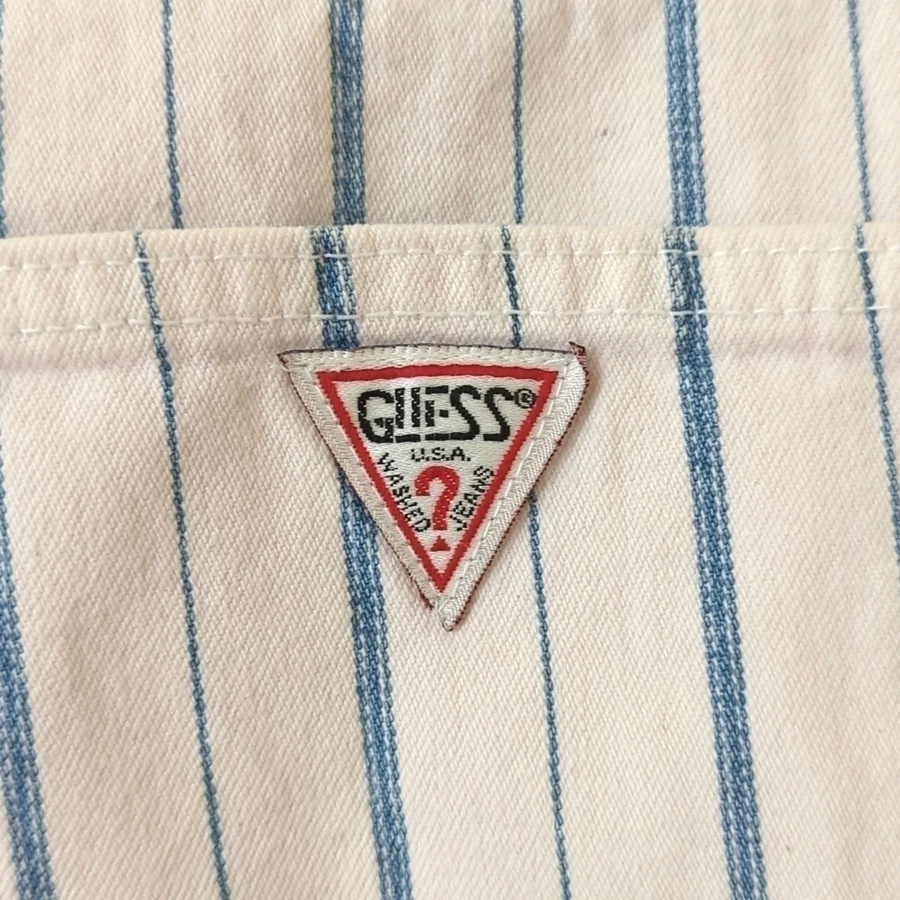Guess by Georges Marciano 80's Vintage Relaxed High Rise Striped Jean Shorts 2